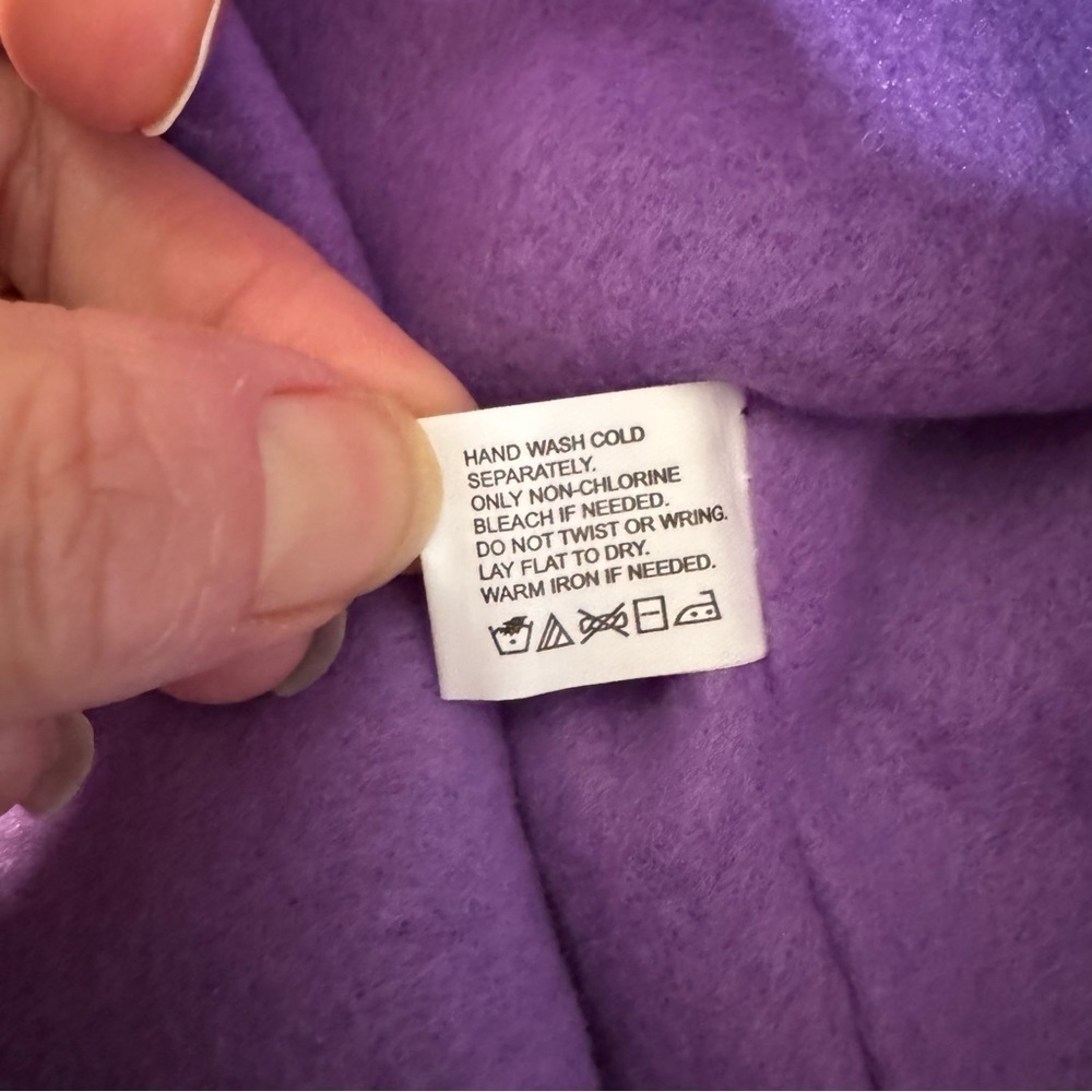 Penguin snow hat, black with white & purple, tassles, purple lining, stretchy. - Picture 7 of 7